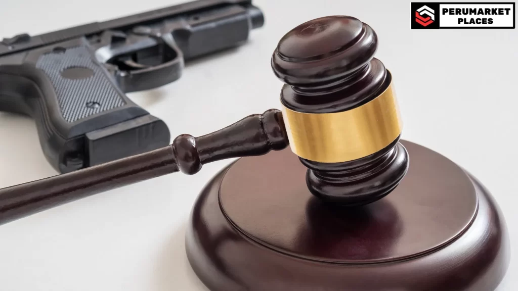 "Can you buy a firearm the same day in Florida? Image of a gavel next to a firearm, symbolizing legal regulations surrounding gun purchases."