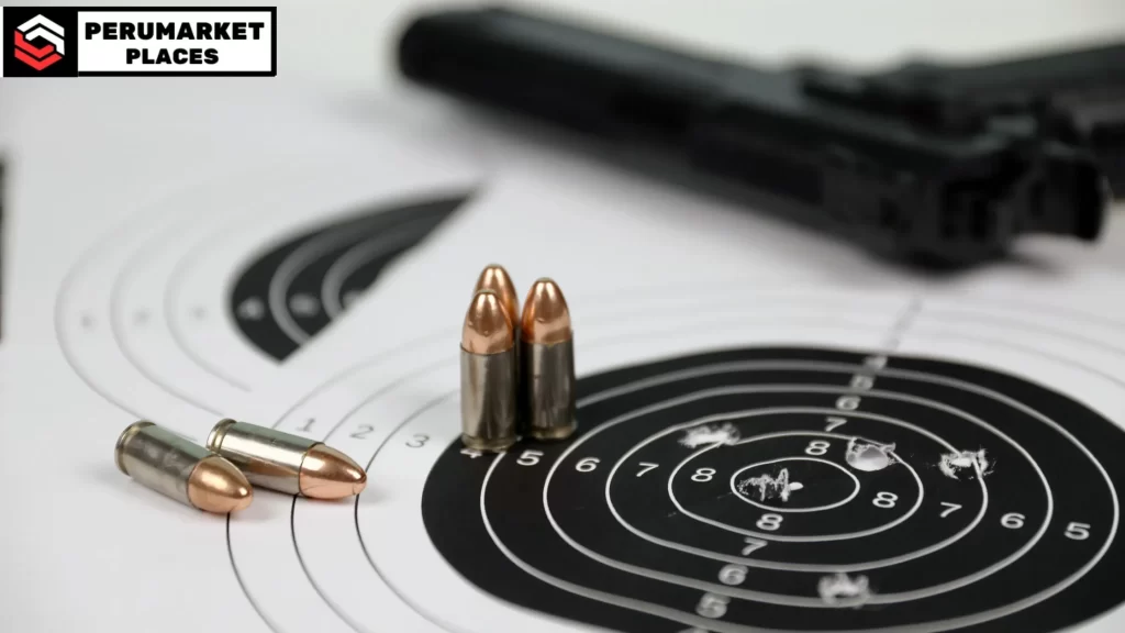 "Can you buy a firearm the same day in Florida? Image showing bullets on a target sheet, symbolizing shooting practices and firearm regulations."