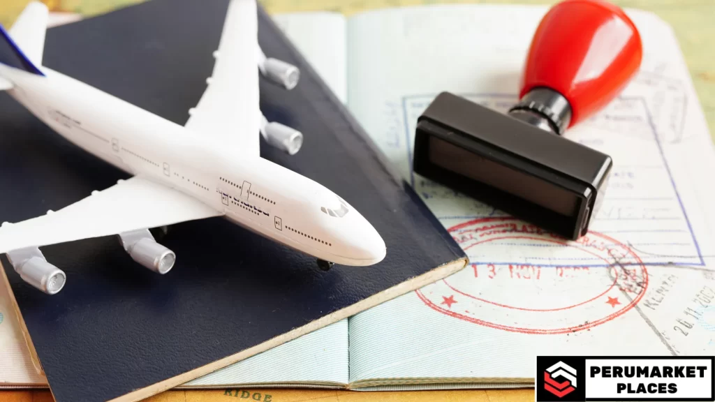 A toy airplane and passport with a visa stamp, next to a stamp tool, implying international travel. **Can you get a passport with a felony?** Find out what the rules say about travel eligibility.