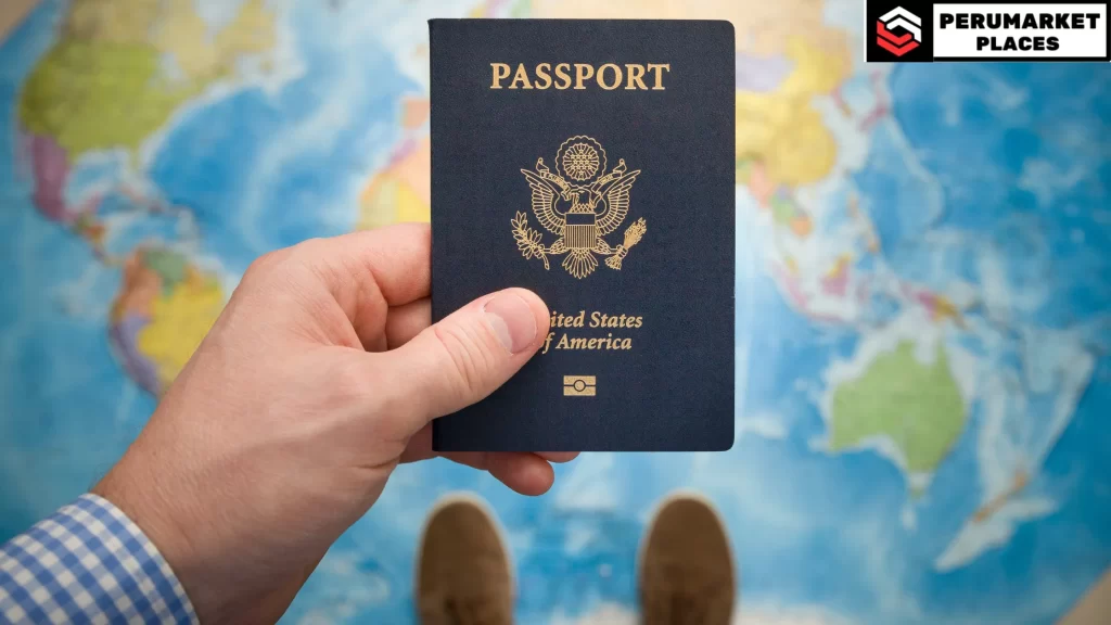 A hand holding a U.S. passport with a world map in the background, symbolizing travel opportunities. **Can you get a passport with a felony?** Learn the rules about travel for individuals with criminal records.